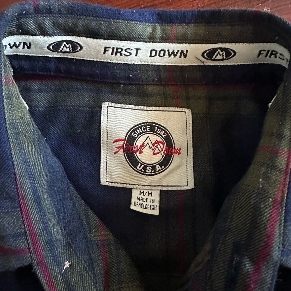 First Down Plaid Button Down Shirt Medium - image 2